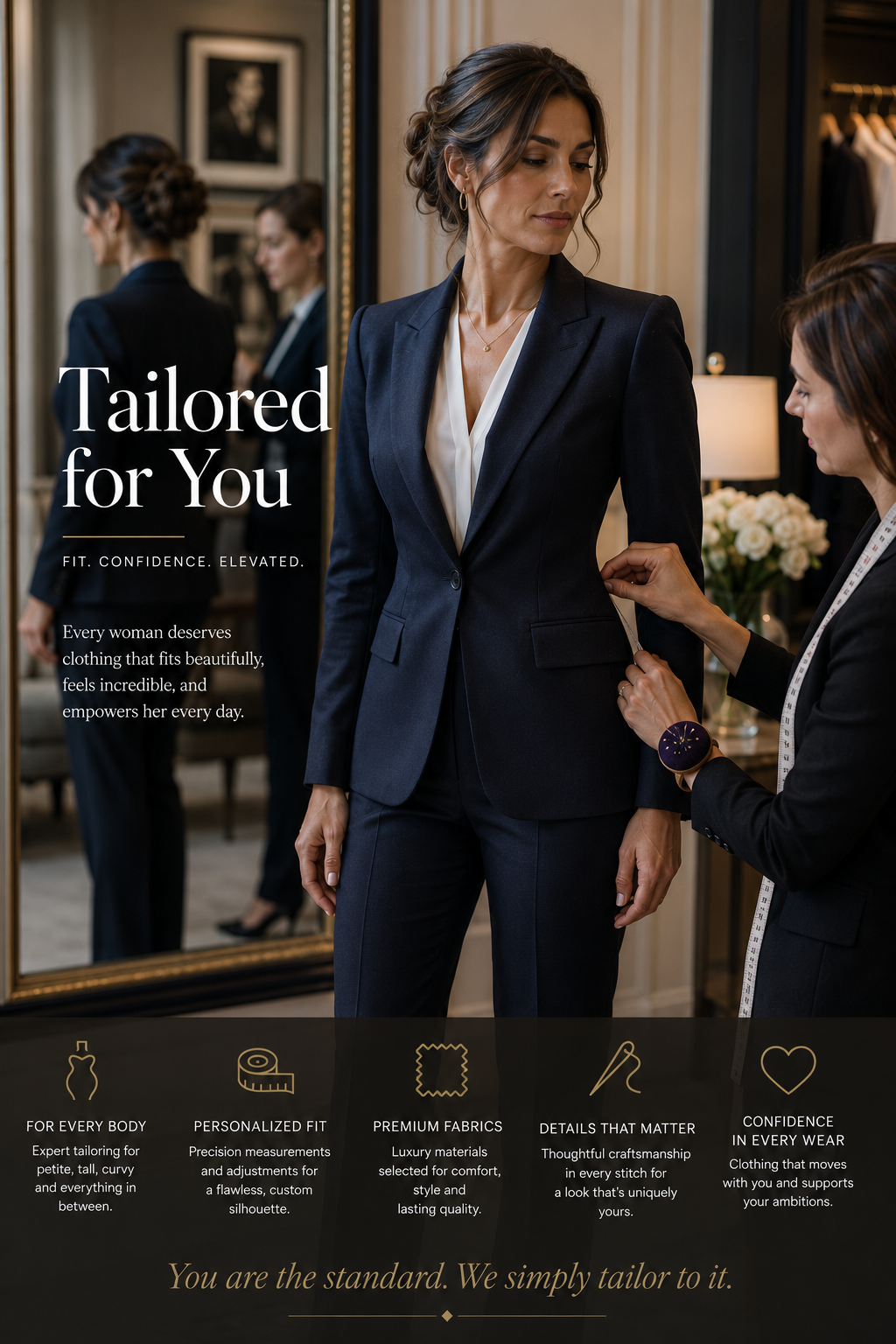 A luxury women's fitting for the Vestium NY journal article ‘Custom Clothing for Plus-Size Women: The Fit Problem RTW Cannot Solve’.