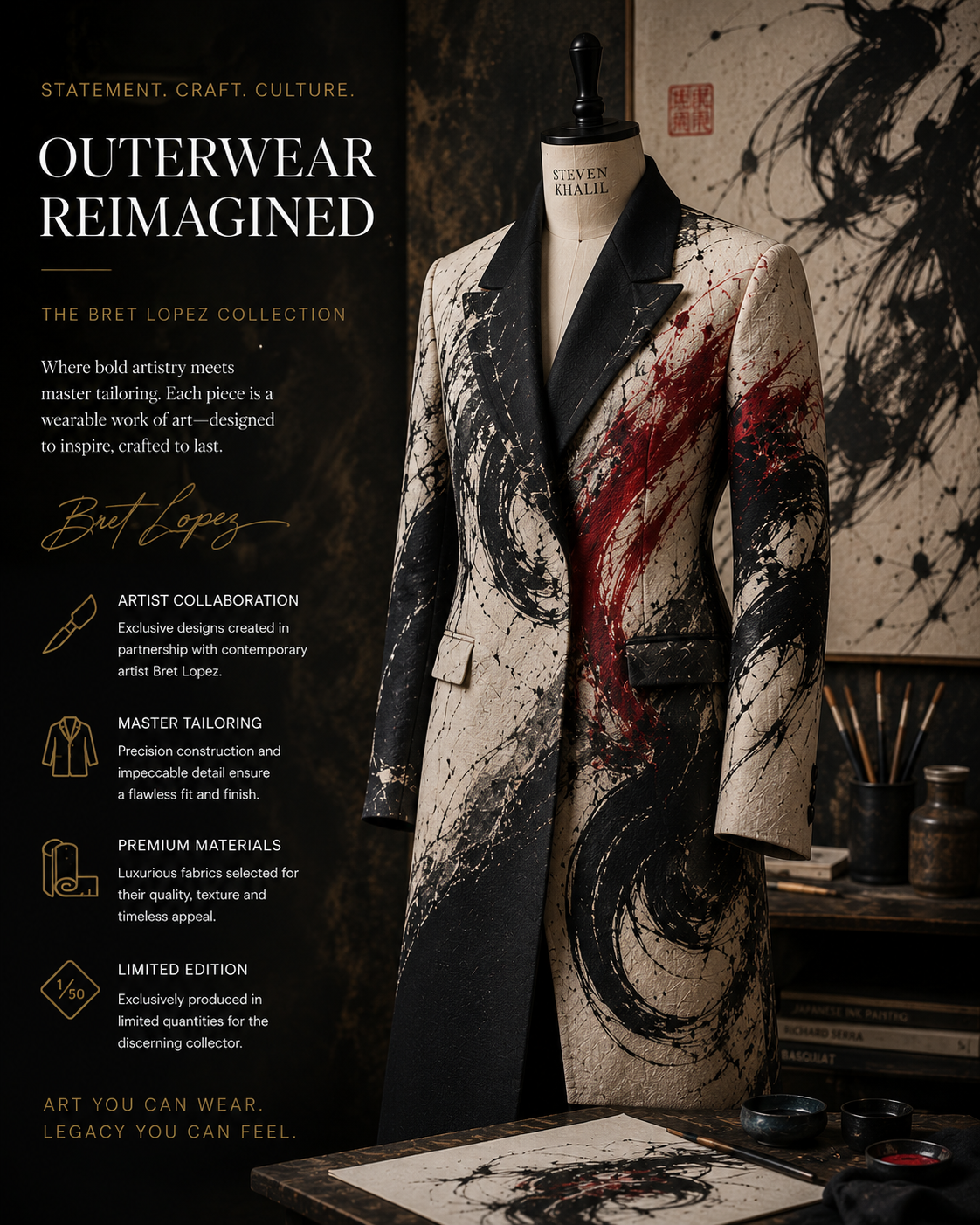 A statement coat for the Vestium NY journal article ‘Men's Coat Guide: Overcoat, Topcoat, Chesterfield — What to Own’.