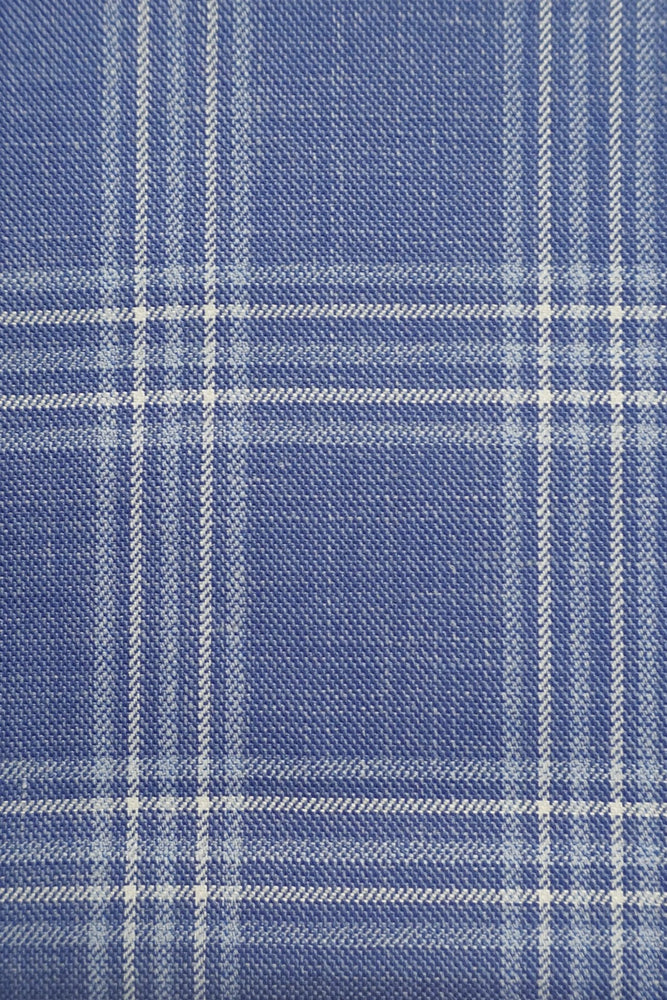 
                  
                    Blue Checks Wool Silk Linen Suit Fabric Swatch Made in Italy
                  
                
