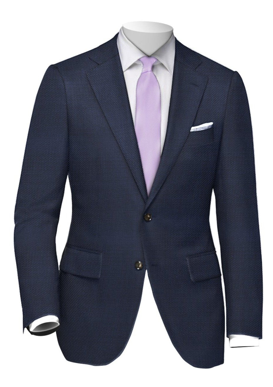 
                  
                    Men's light navy sharkskin custom made wool business suit
                  
                