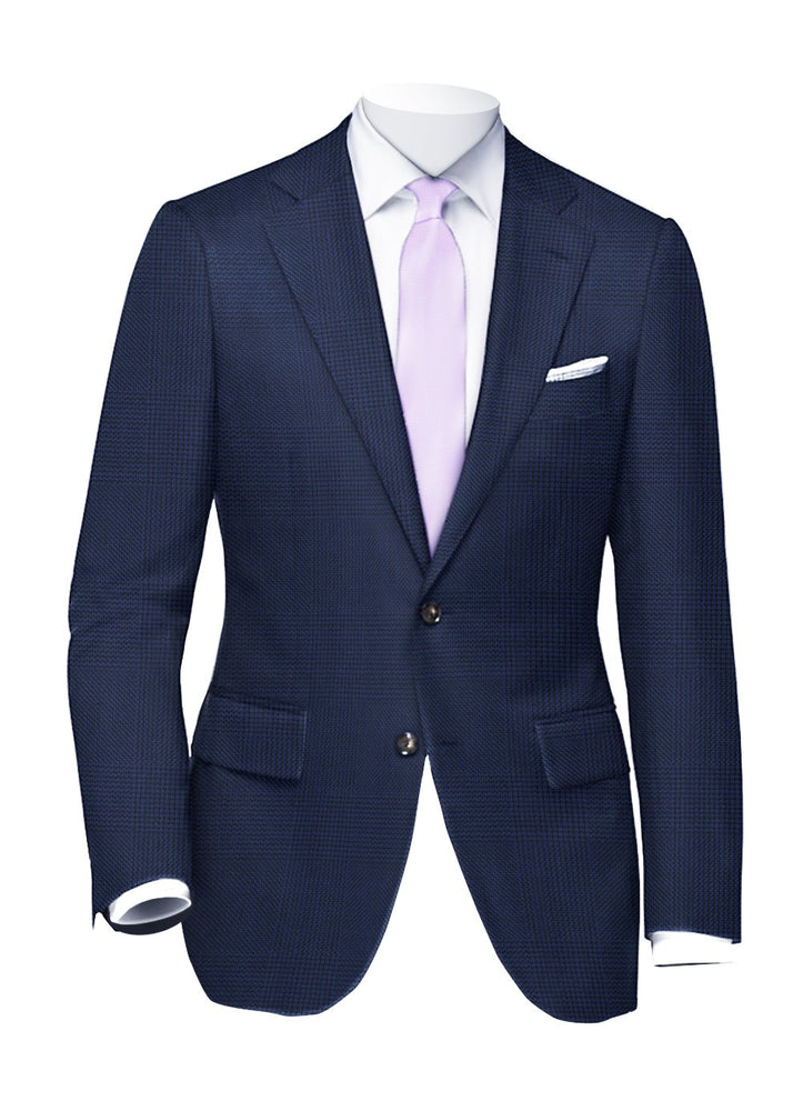 
                  
                    Men's navy glen plaid English wool custom made business suit
                  
                