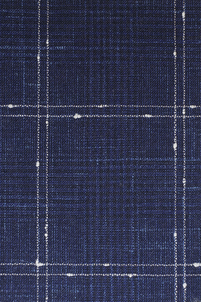 
                  
                    Navy Light Grey Windowpane Wool Suit Fabric Swatch Made in Italy
                  
                